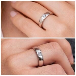 Brand New!! Stainless steel band with solitaire zircon stone